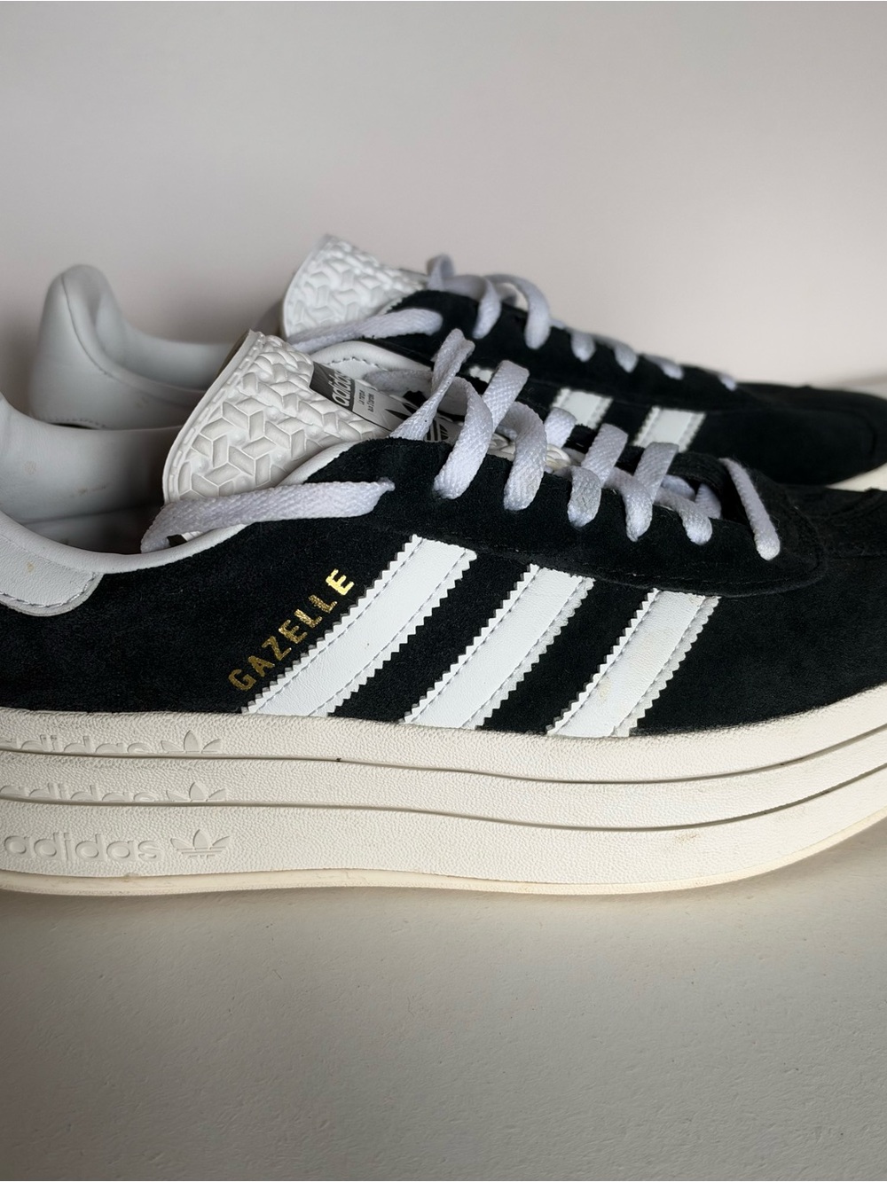 adidas Gazelle Platform Sneakers in Black and White